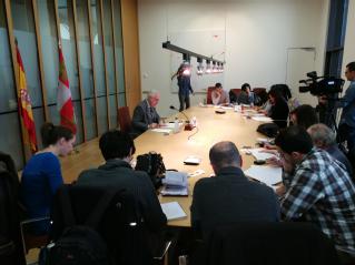 Imagen de la rueda de prensa ofrecida por el presidente del TSJ de Castilla y León, José Luis Concepción